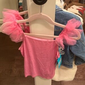 NWT Posh Peanut Pink Barbie Cruisin Pink Camisole with Ruffled Sleeves